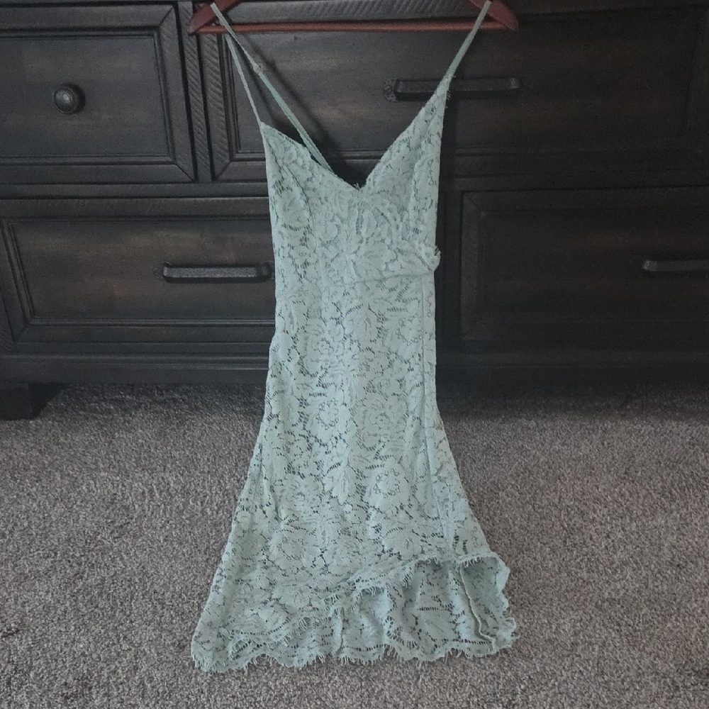 Lulu's Mint Lace High Low Dress